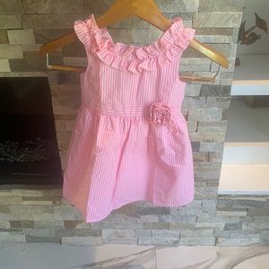 New with Tags Lilly Pulitzer Pink Tropics Seersucker Pink Striped Dress sz 2